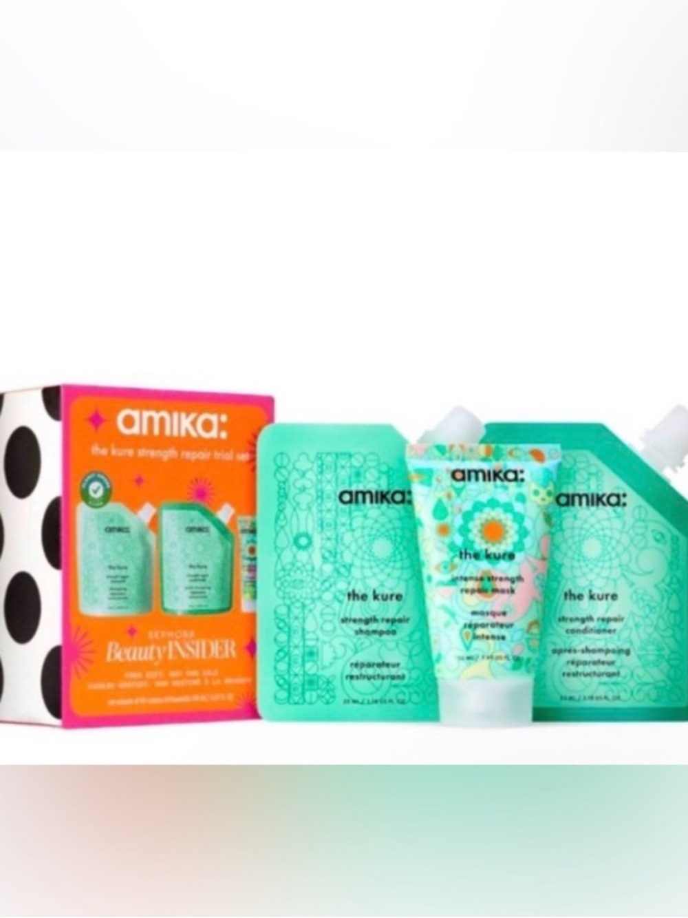 Amika orange and pink Sephora Beauty Insider The Kure Strength Repair Trial Set